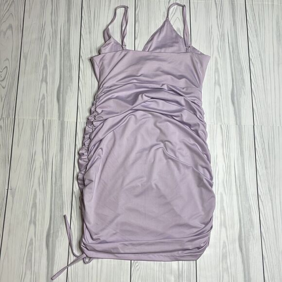 Revolve Lavender Vneck Bodycon Rouched mini dress Medium - Picture 8 of 8